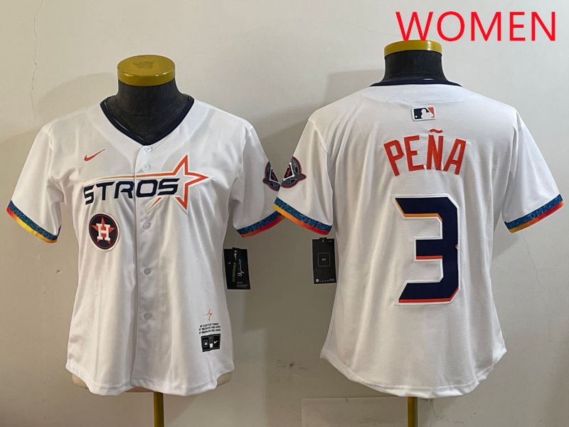 Women Houston Astros #3 Pena White Fourth generation Joint Name 2025 Nike MLB Jersey style 10
